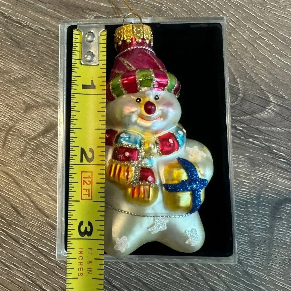 Christmas Snowman Glass Ornaments.